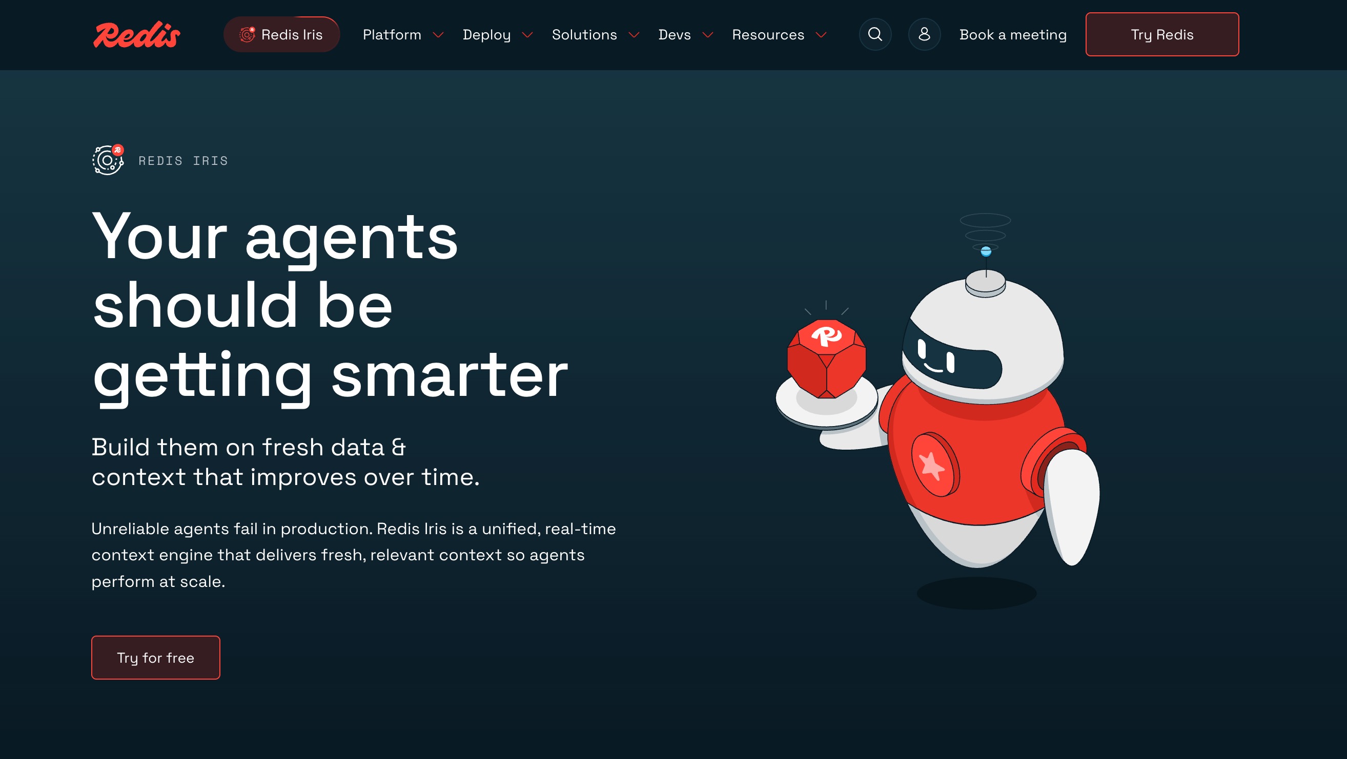 Redis in-memory vector search and real-time context engine for agents