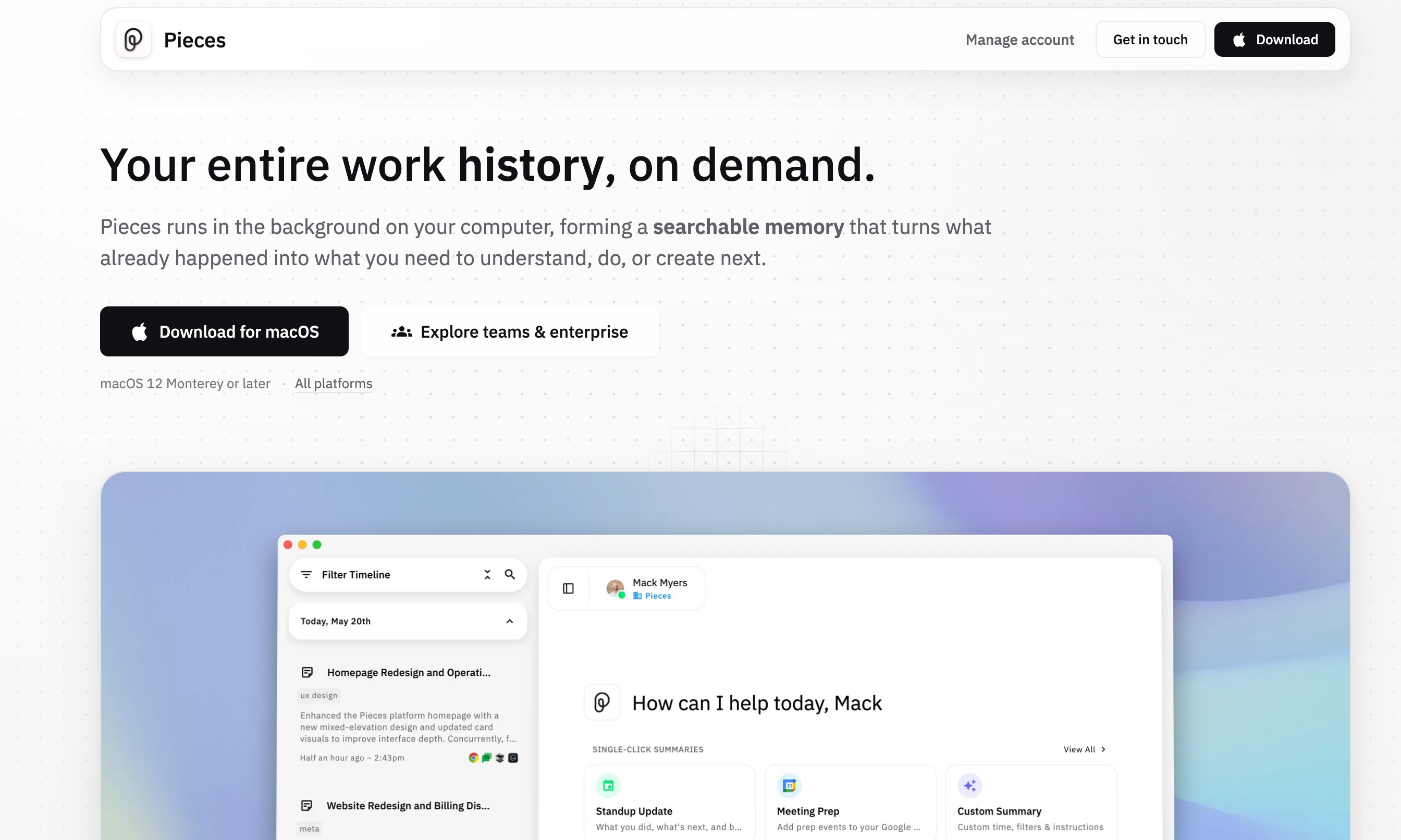 Pieces on-device AI memory platform for developer workflow context
