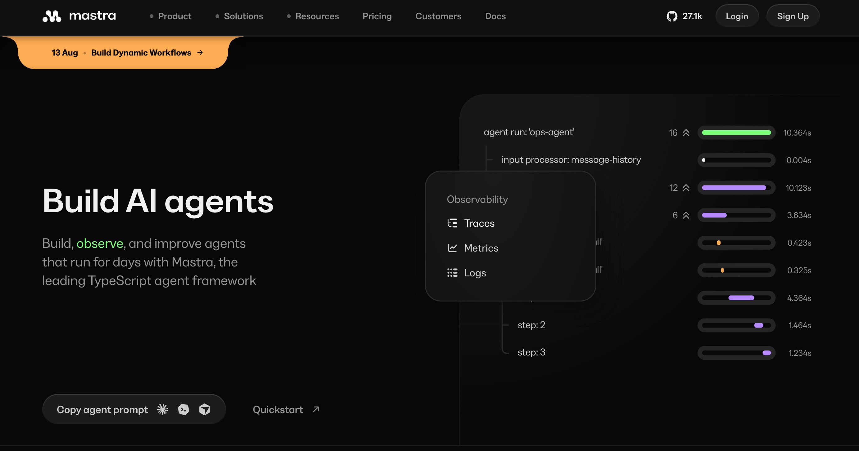Mastra TypeScript workflow memory for TypeScript-native agents