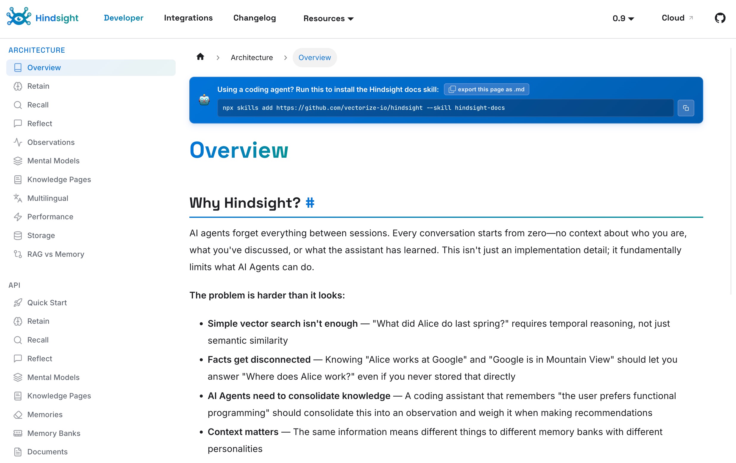 Hindsight agent memory platform for multi-agent systems